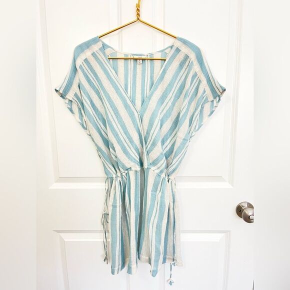New Joie revolve mercer striped drawstring blue white sleeved dress - Picture 4 of 6